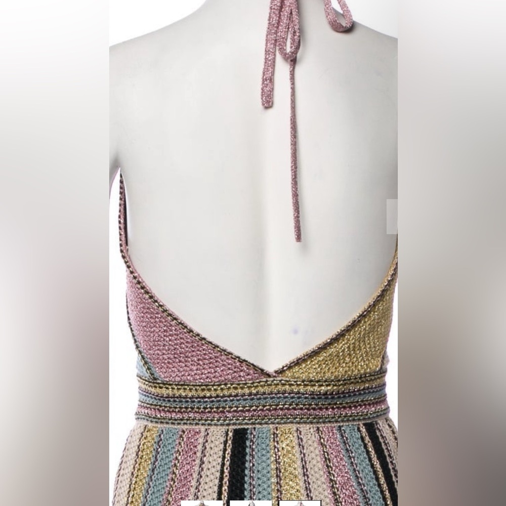 Missoni M by Missoni Multicolor Striped Midi Dress halter neck keyhole - Picture 4 of 10